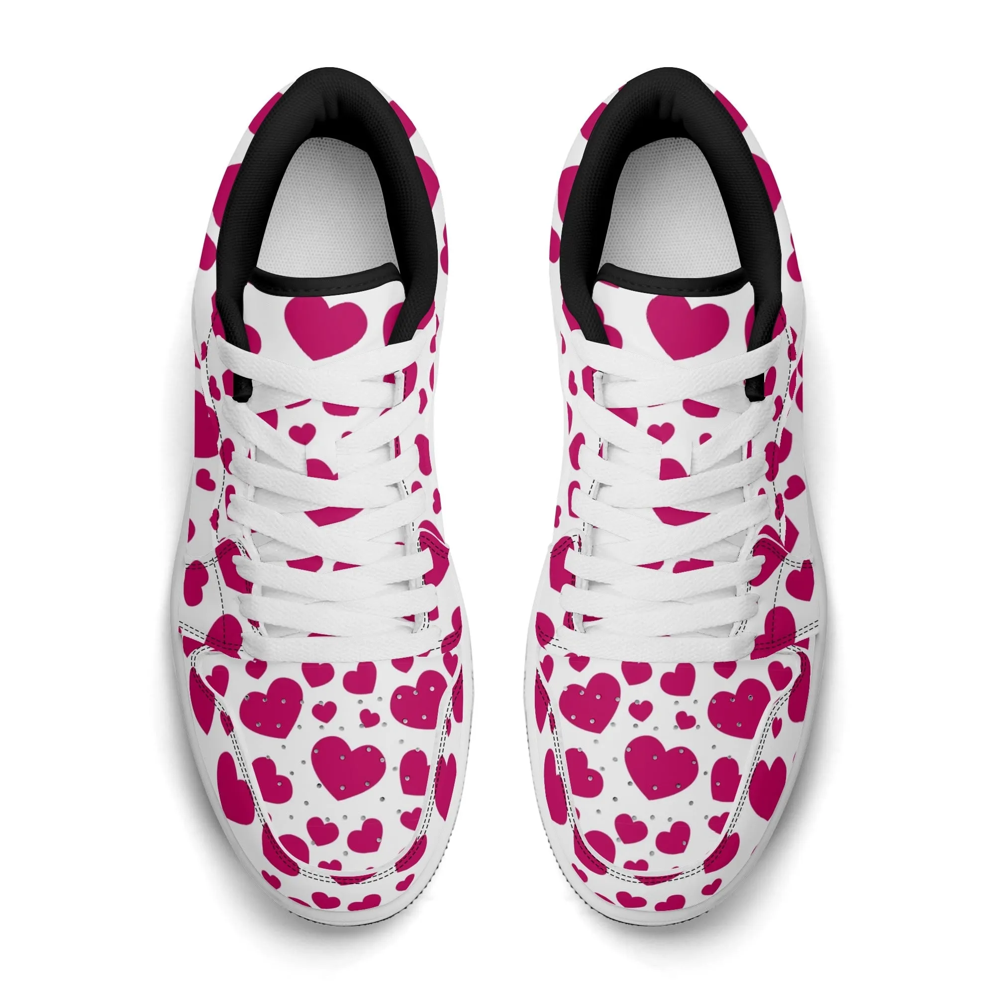 Pink Hearts Low Top Leder Sneaker für Damen