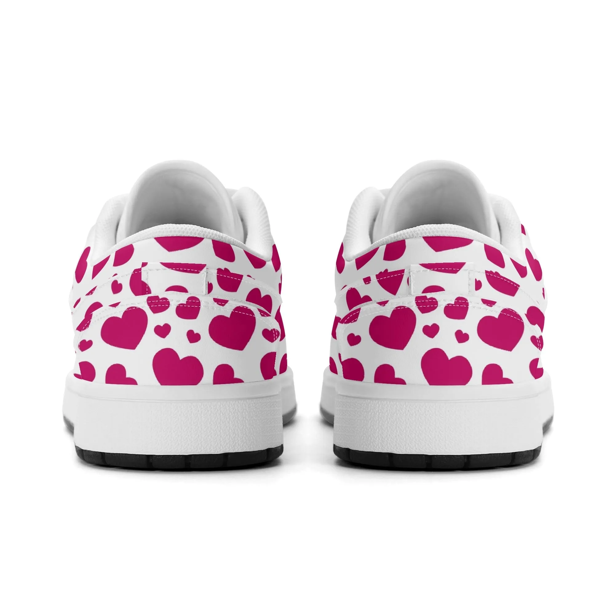 Pink Hearts Low Top Leder Sneaker für Damen