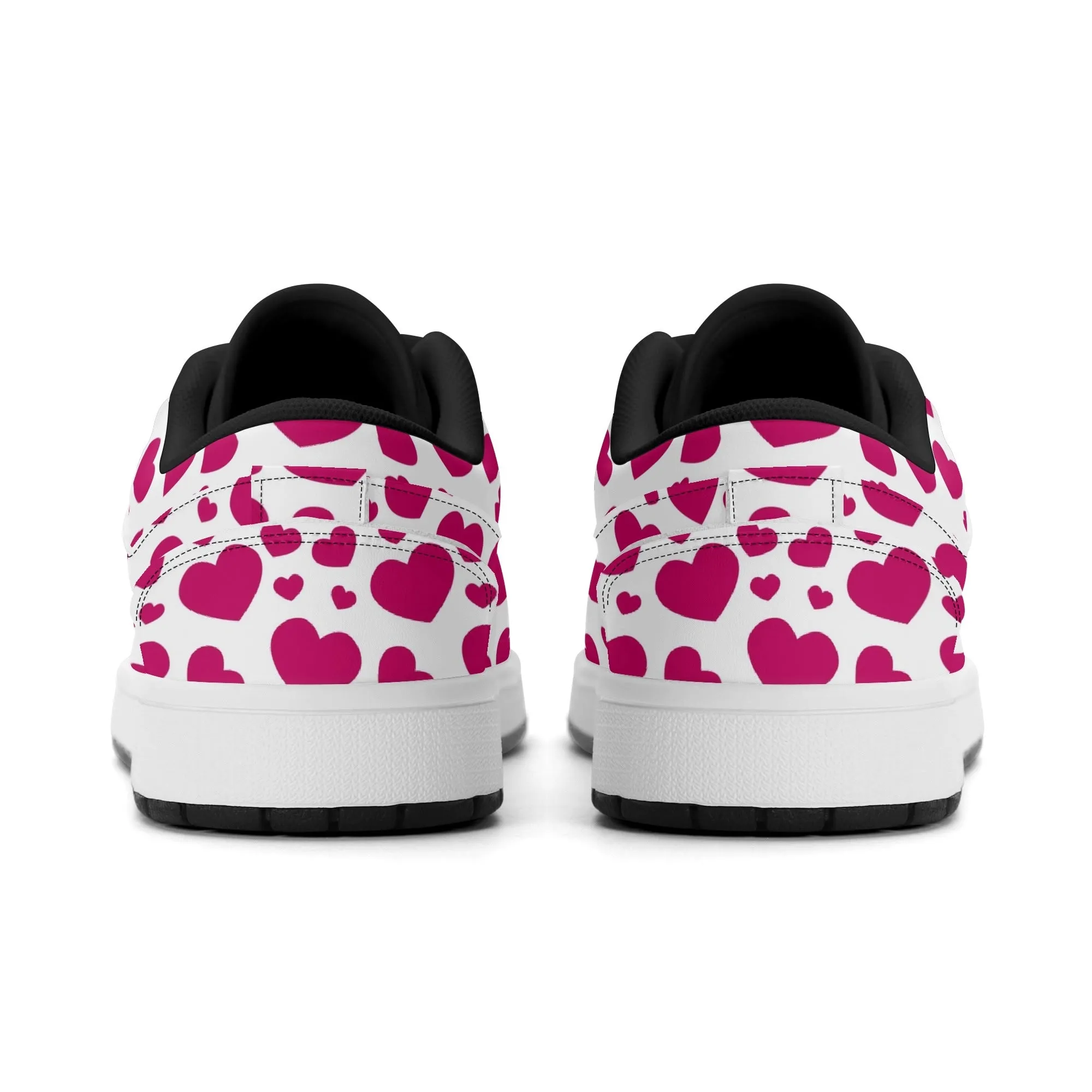 Pink Hearts Low Top Leder Sneaker für Damen