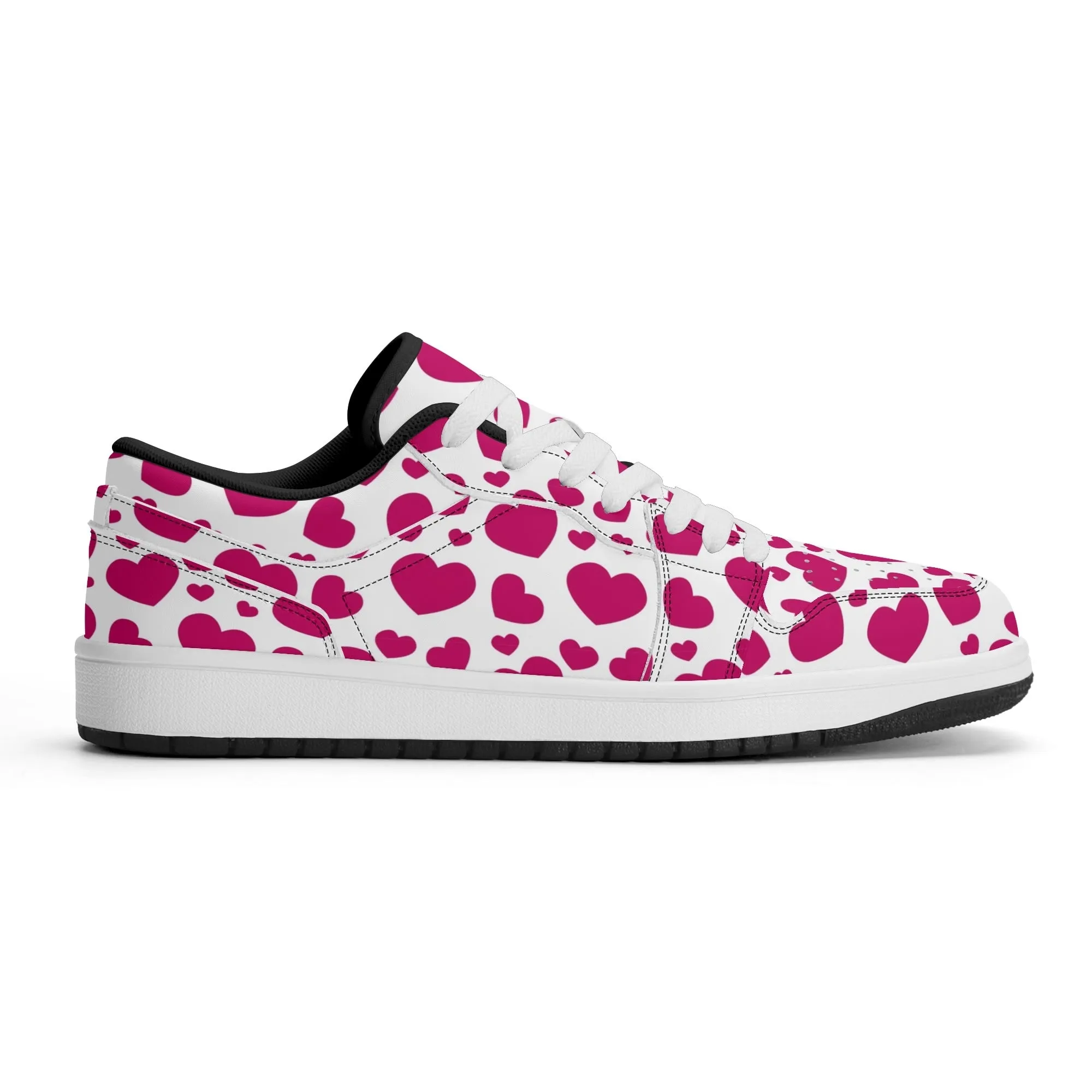 Pink Hearts Low Top Leder Sneaker für Damen