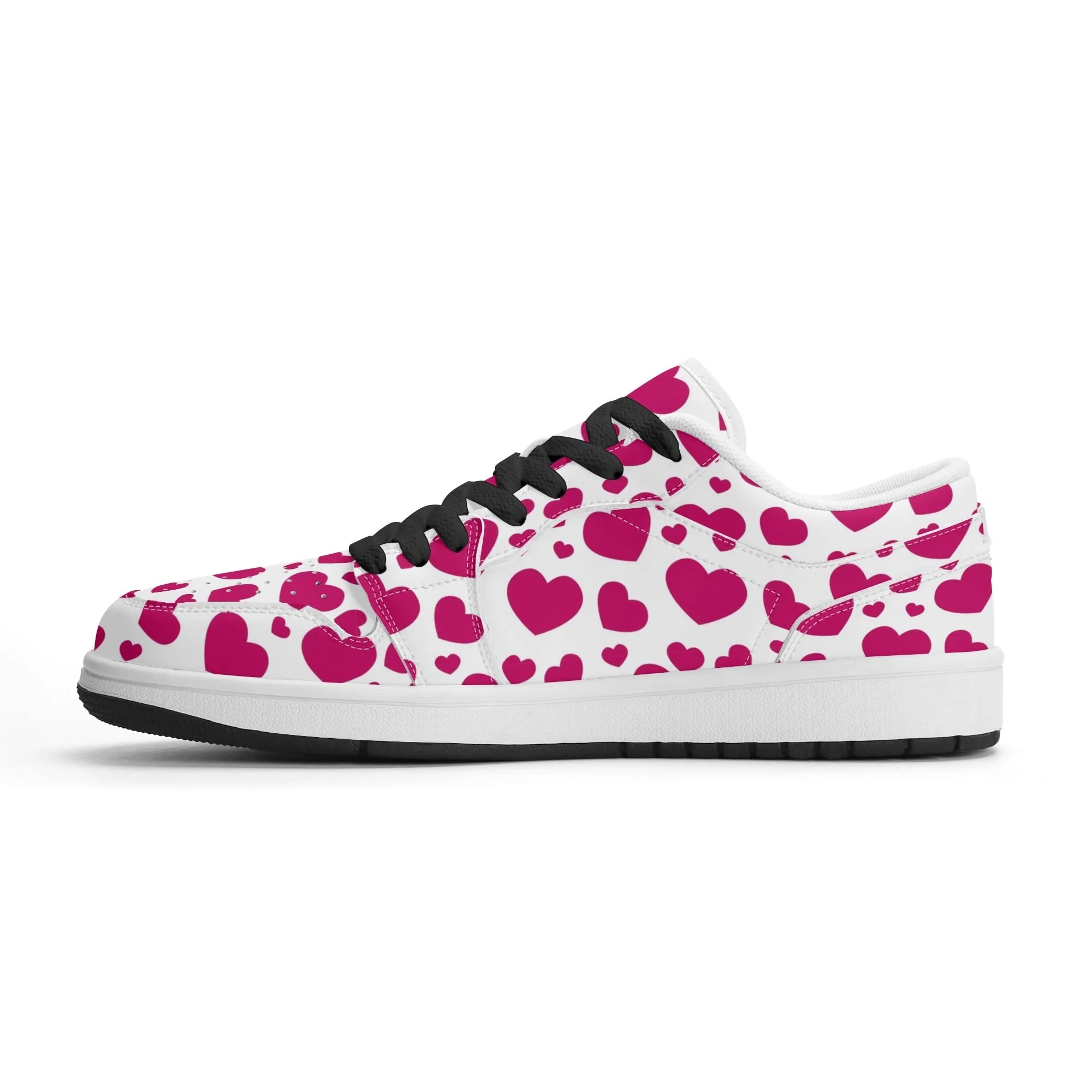 Pink Hearts Low Top Leder Sneaker für Damen