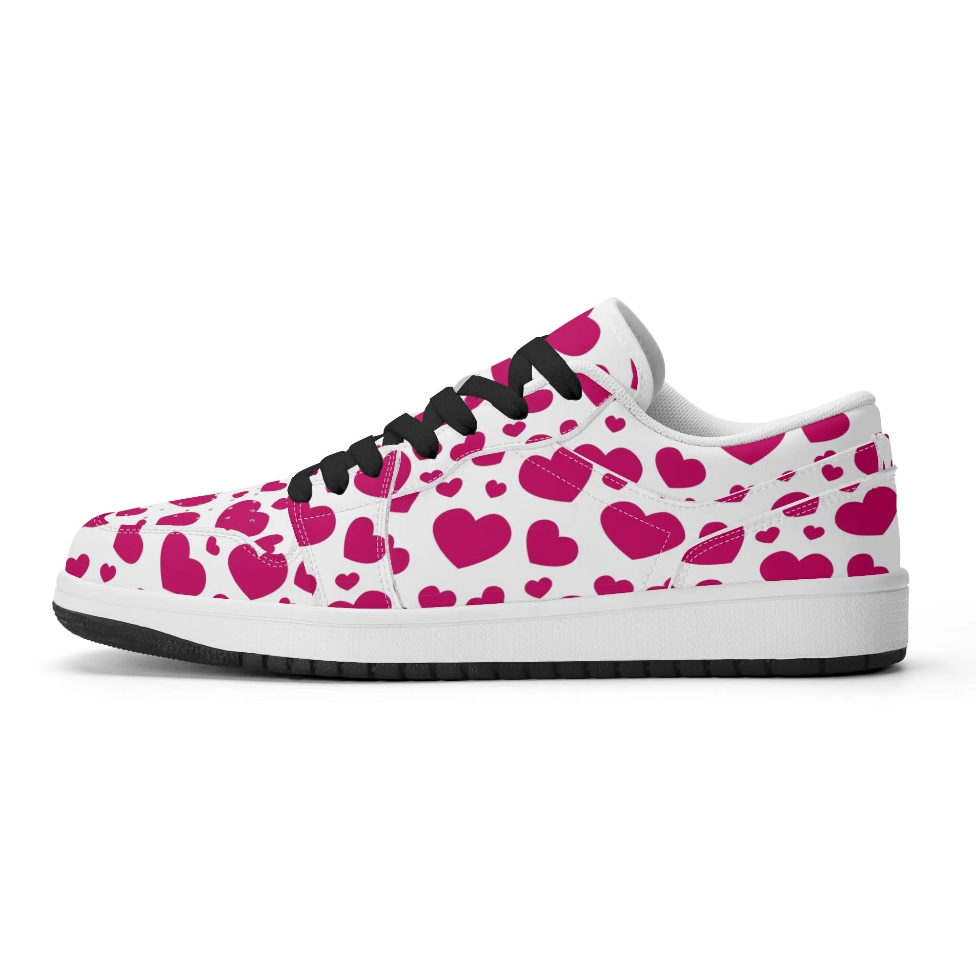 Pink Hearts Low Top Leder Sneaker für Damen
