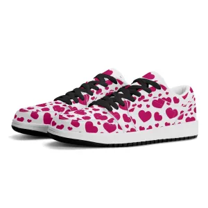 Pink Hearts Low Top Leder Sneaker für Damen