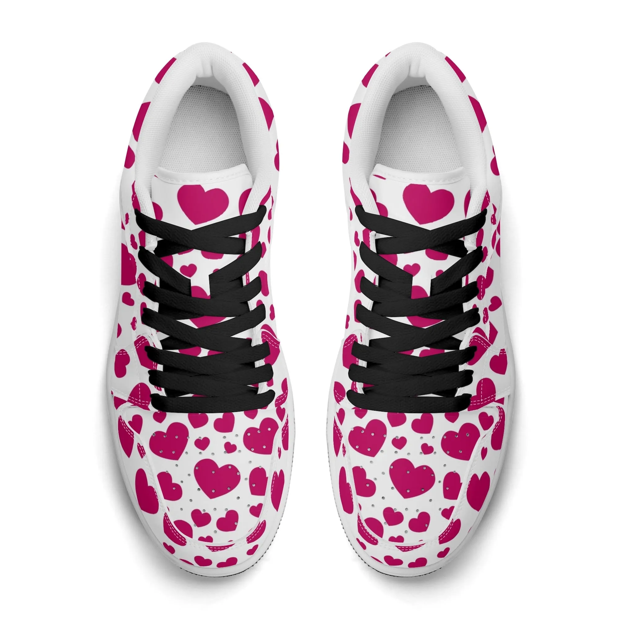 Pink Hearts Low Top Leder Sneaker für Damen