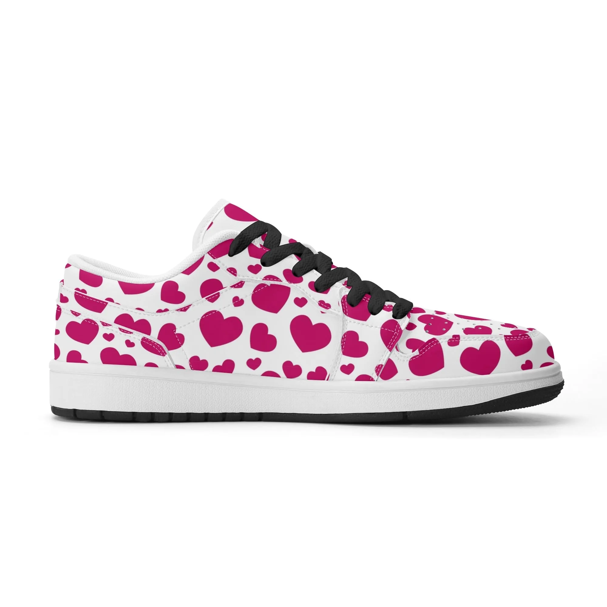 Pink Hearts Low Top Leder Sneaker für Damen