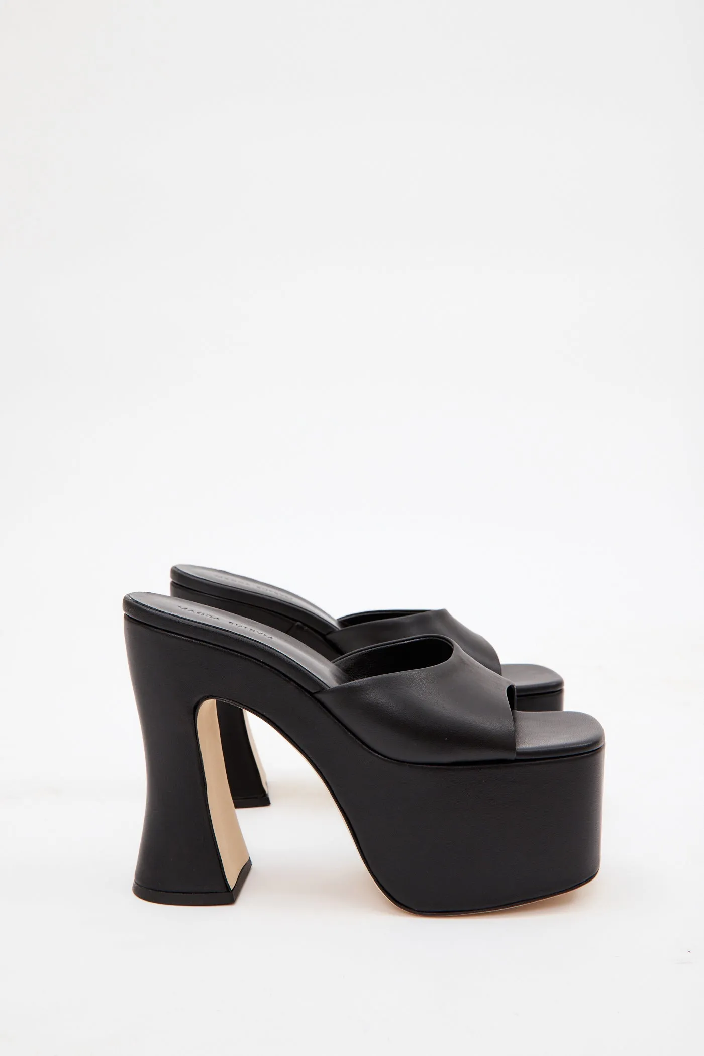 Platform Black Leather Mule