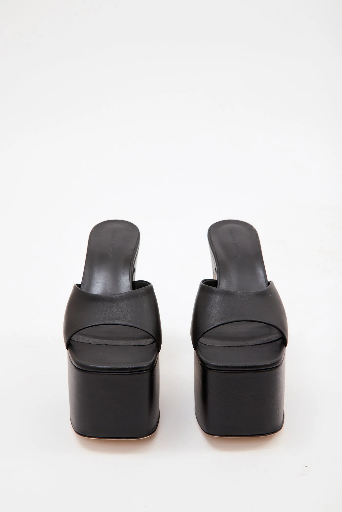 Platform Black Leather Mule