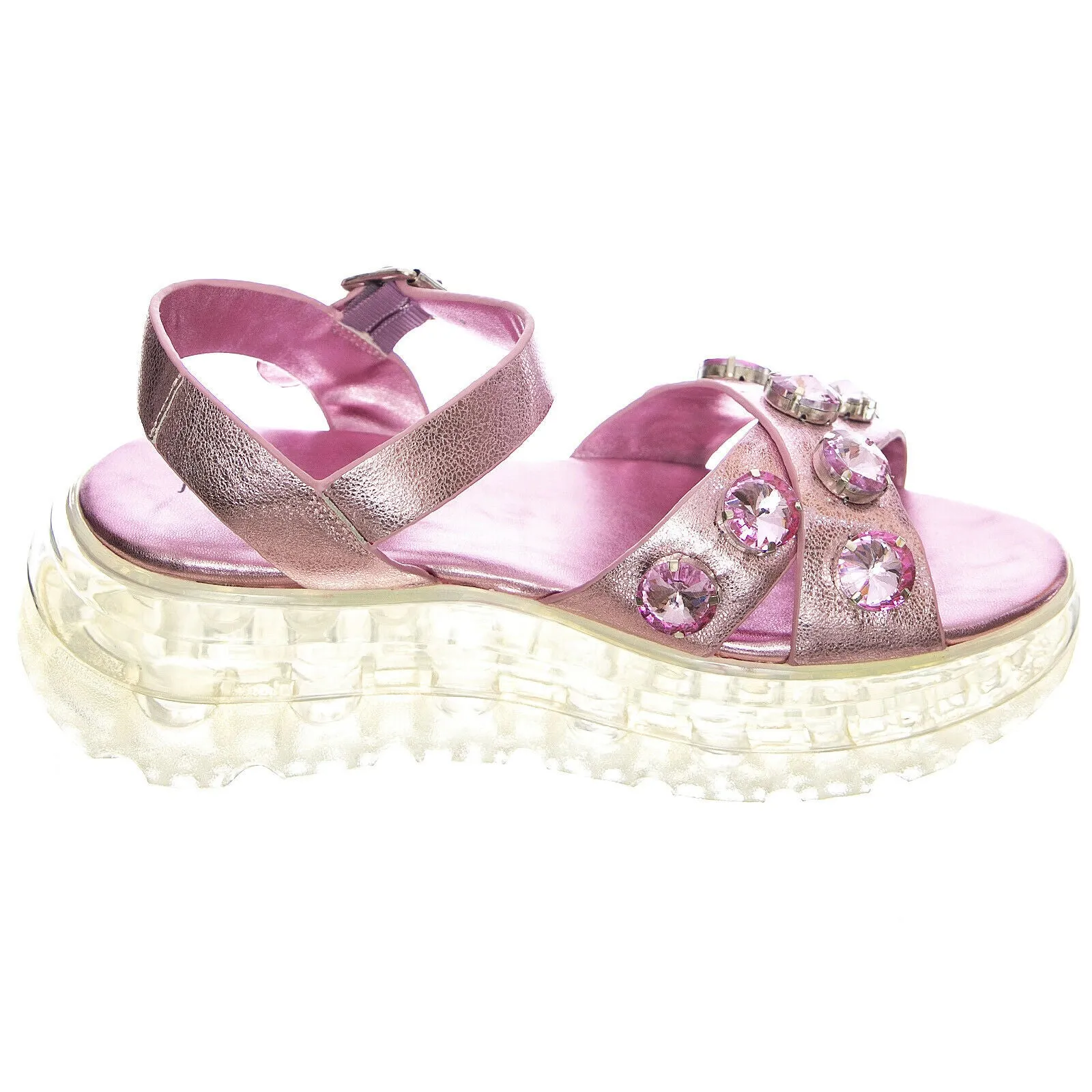 Platform Jeffrey Pink Clear Campbell Cost-efficient Diaries Price-cut Strap Rhinestone Platform Sandal