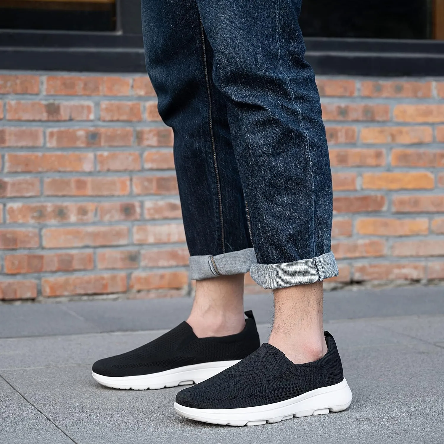 poemlady Men's Casual Slip on Walking Loafer Shoes -Mesh Tennis Work Sneakers