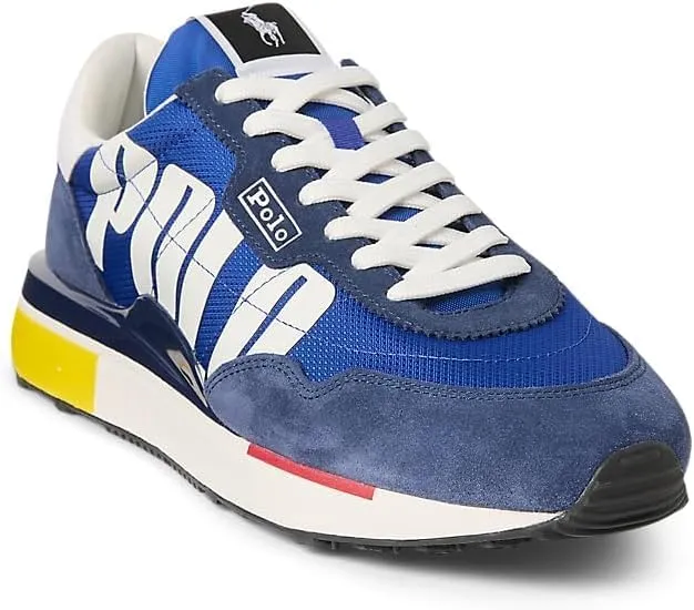 POLO RALPH LAUREN, Men's, Suede Nylon-Train 89Polo-Sneakers-Low Top Lace, Classic Azur/Newport Navy/Wht, 10, Medium
