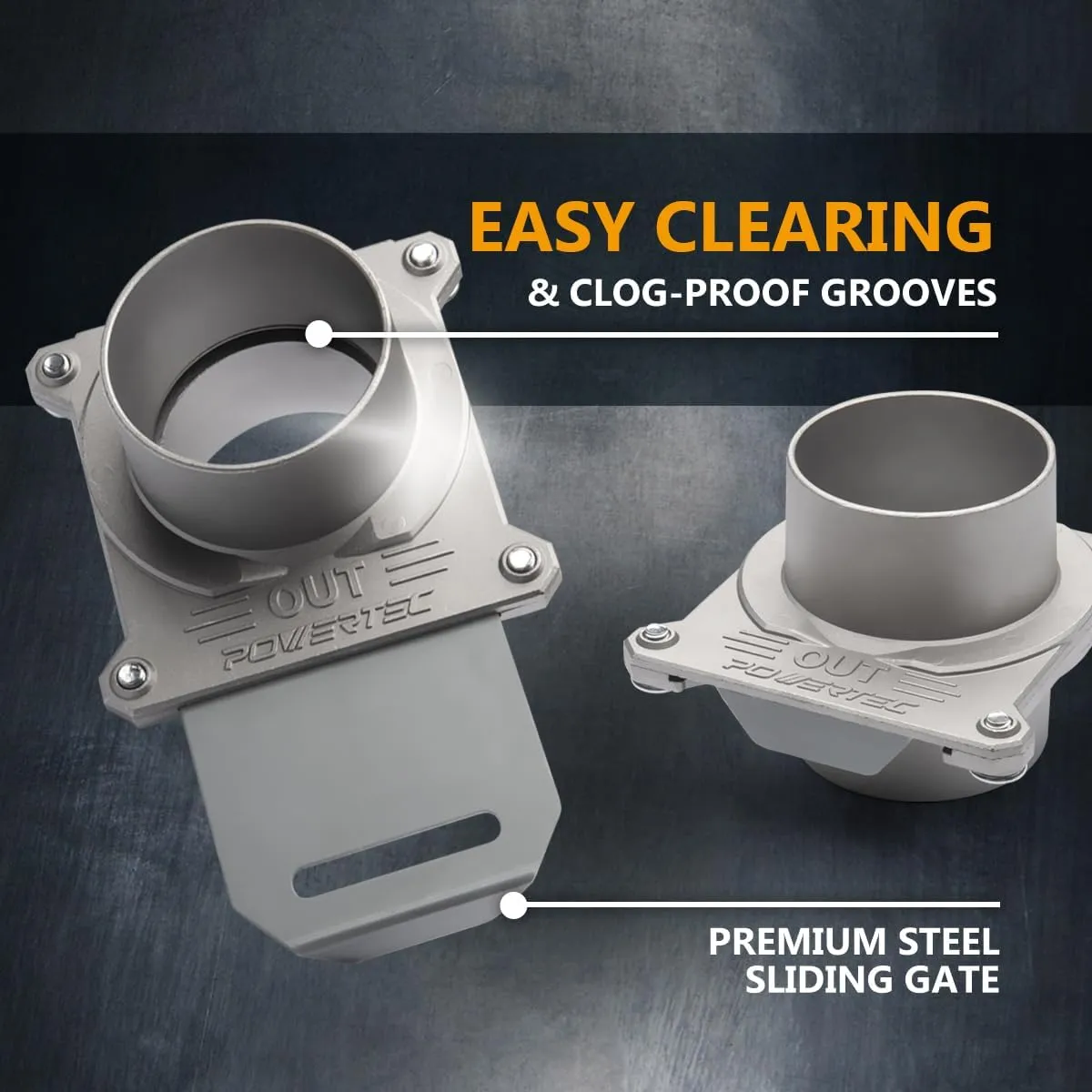 POWERTEC 70325 Blast Gate 2-1/2 Inch, w/Anti Clog and Air Leak Seal for Dust Collection