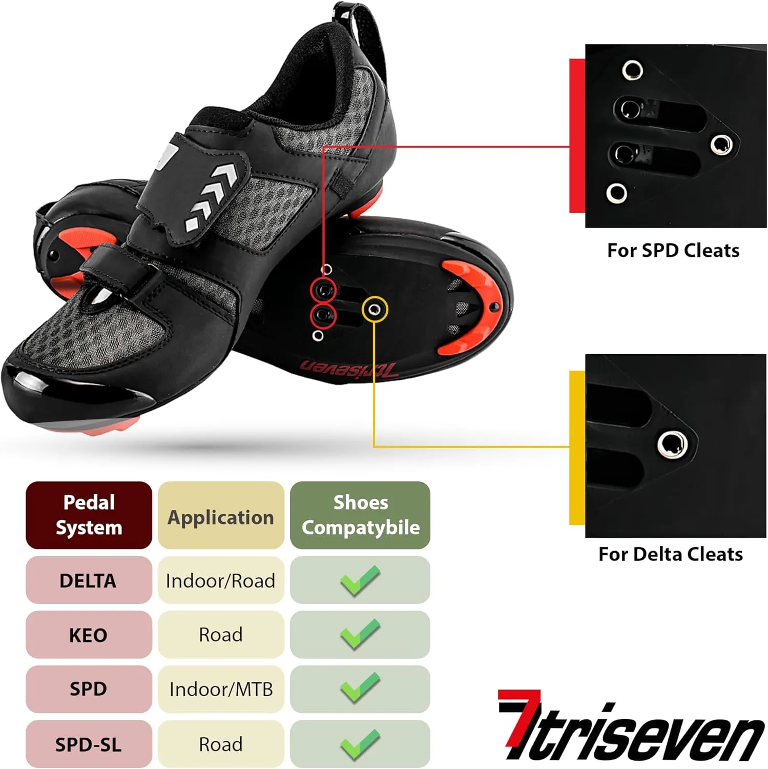 Premium Nylon Triathlon Cycling Shoes | Lightweight, Unisex & Fiberglass Sole [Black] (USA