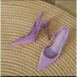 Purple Pointed Toe High Heels - Elegant Mule Sandals