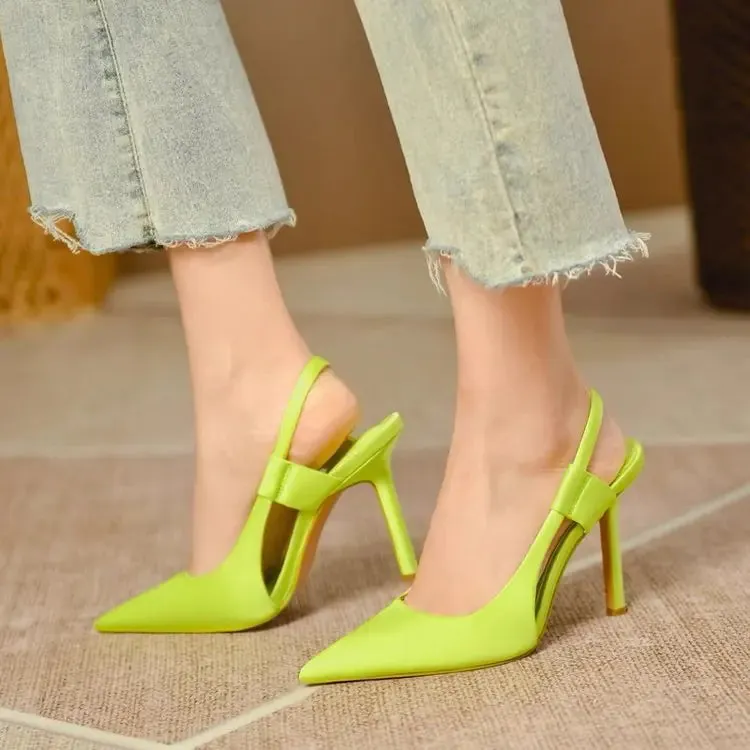 Purple Pointed Toe High Heels - Elegant Mule Sandals