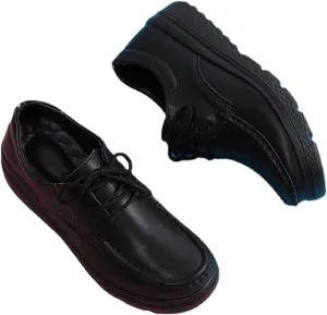 Purubylley Women's Slip Resistant Lightweight Nursing Shoes Comfortable Lace Up Work Shoes，Nursing Work Healthcare Slip Resistant Breathable Restaurant Food Service Leather Loafers
