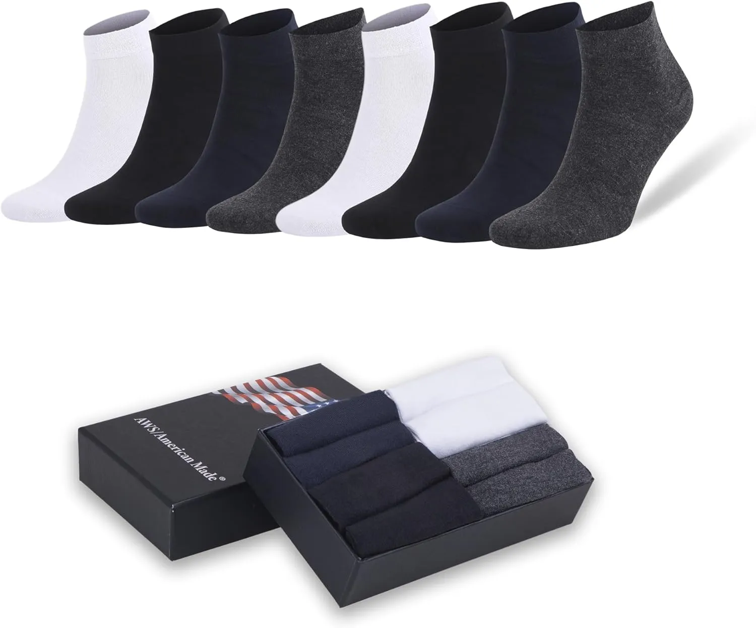 Rayon Made from Bamboo Low Cut Ankle Socks for Men Odor Free Breathable 8 Pairs with Gift Box