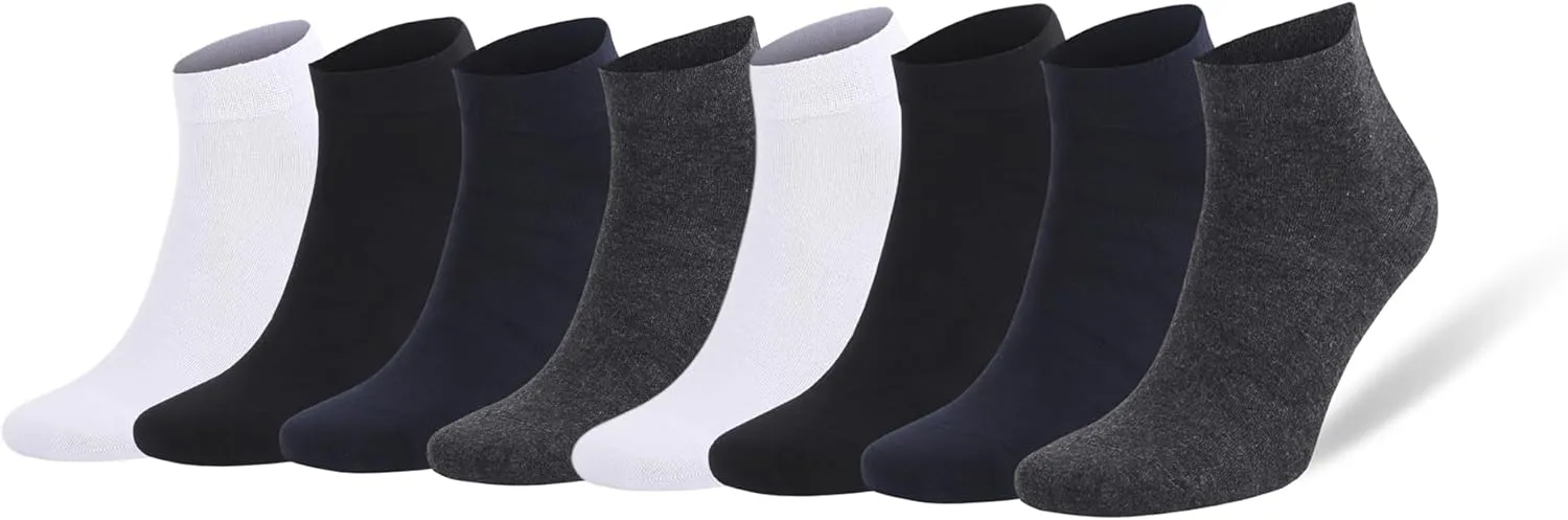 Rayon Made from Bamboo Low Cut Ankle Socks for Men Odor Free Breathable 8 Pairs with Gift Box