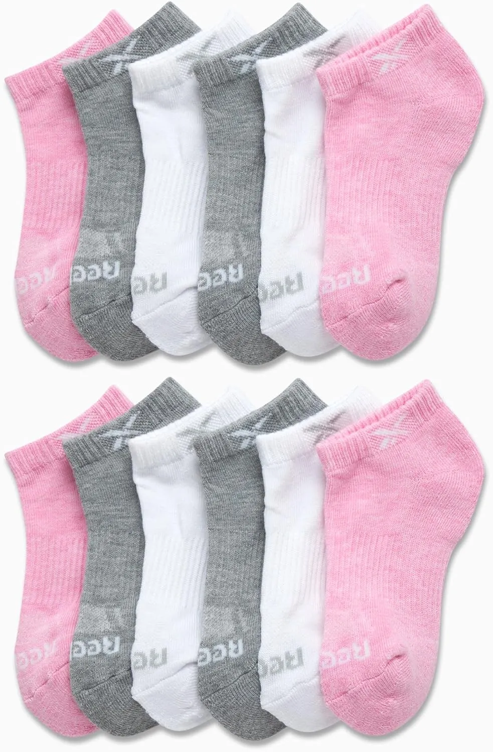 Reebok Girls' 12 Pack Performance Cushion Comfort No Show Socks - Breathable Active Socks for Girls (4-10) - Pink