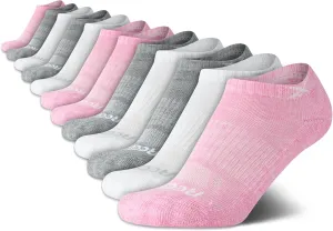Reebok Girls' 12 Pack Performance Cushion Comfort No Show Socks - Breathable Active Socks for Girls (4-10) - Pink