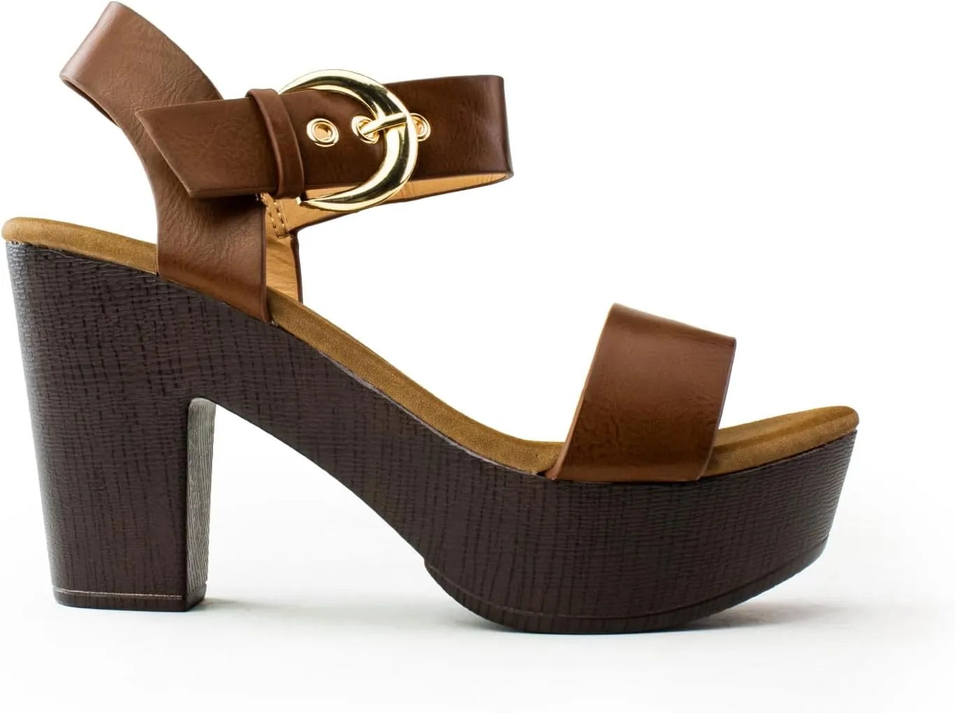 RF ROOM OF FASHION Women's Peep Toe Criss Cross Band Ankle Strap Platform Chunky Heel Mule Sandals