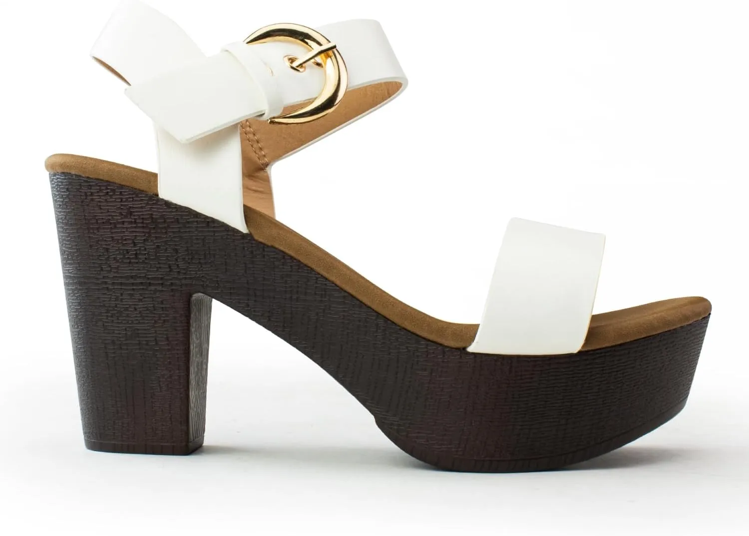 RF ROOM OF FASHION Women's Peep Toe Criss Cross Band Ankle Strap Platform Chunky Heel Mule Sandals