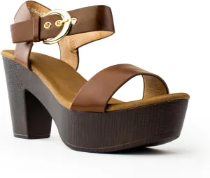 RF ROOM OF FASHION Women's Peep Toe Criss Cross Band Ankle Strap Platform Chunky Heel Mule Sandals