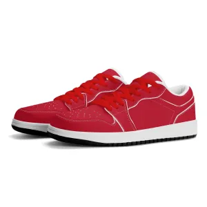 Rote Low Top Leder Sneaker für Herren