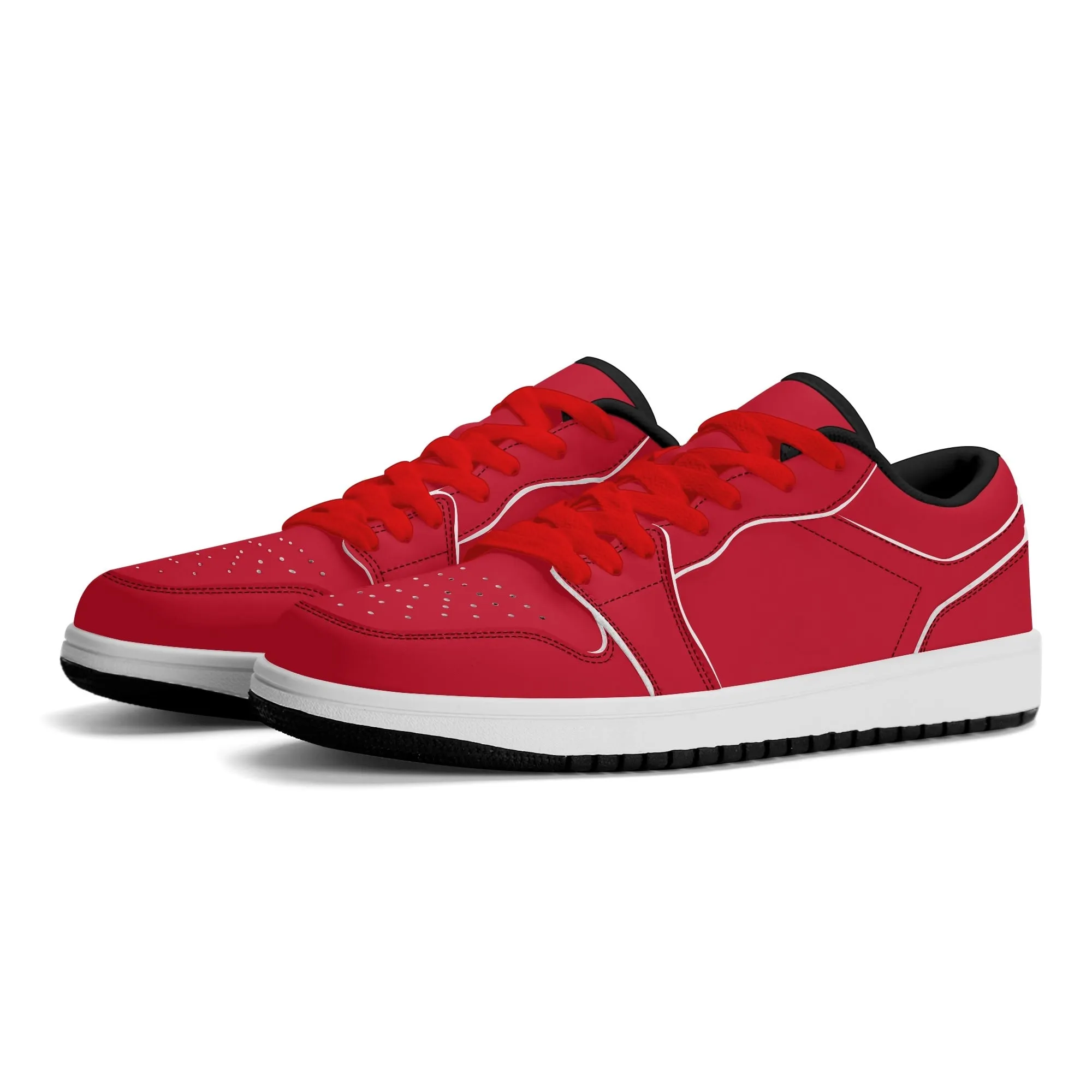 Rote Low Top Leder Sneaker für Herren