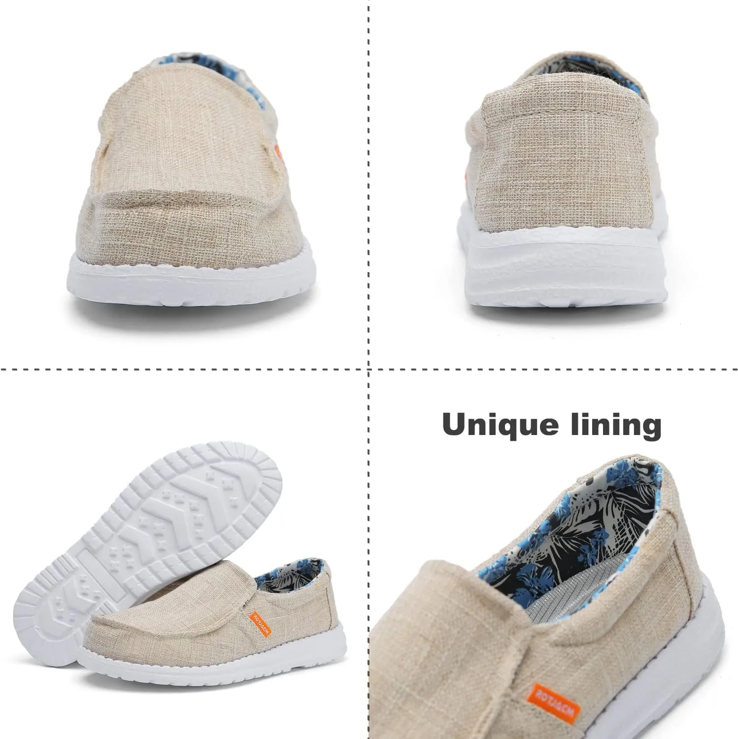 ROTJACM Women's Casual Comfortable Canvas Slip On Moc-Toe Loafers Blue US 5.5 to US 11
