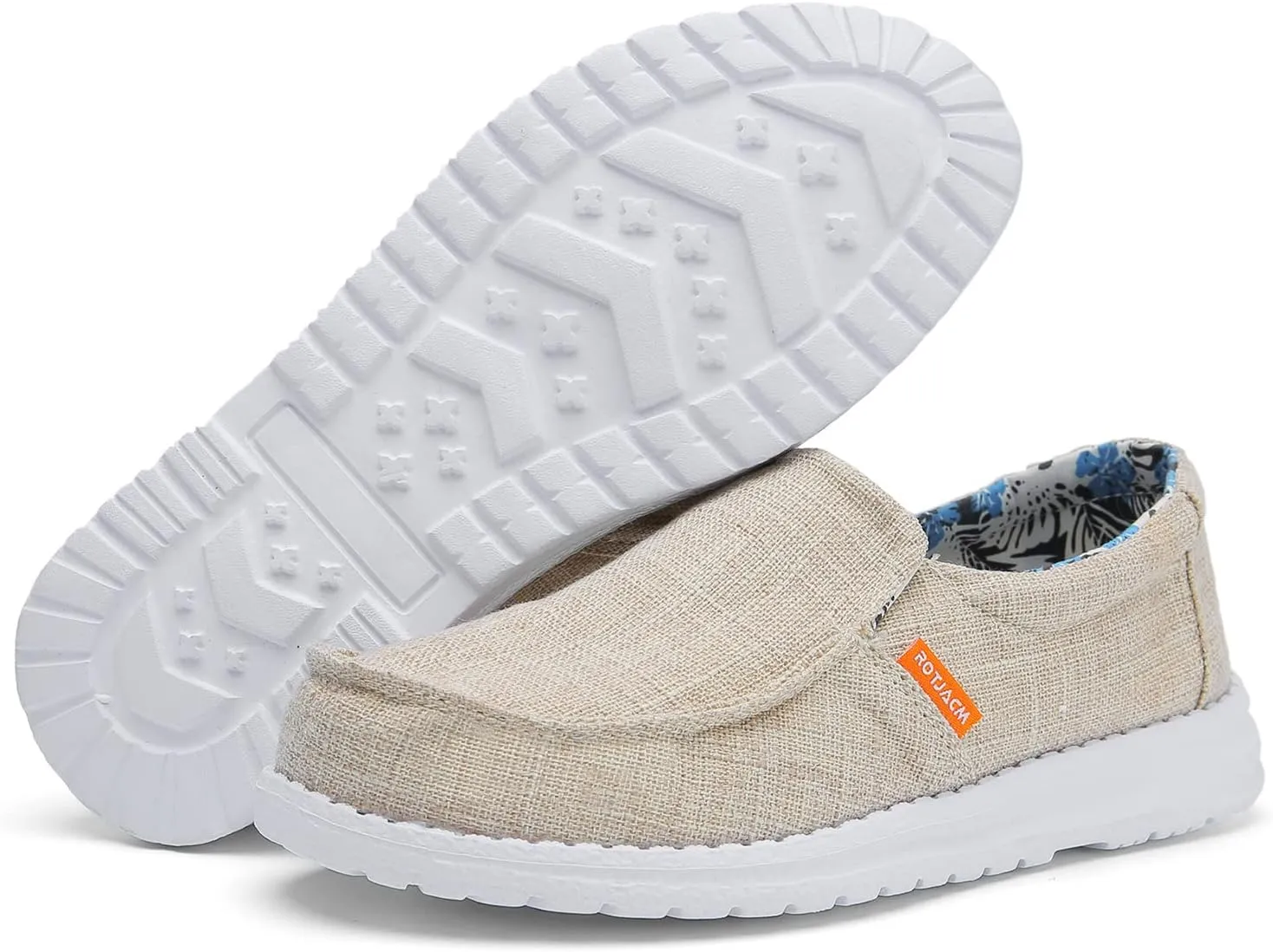 ROTJACM Women's Casual Comfortable Canvas Slip On Moc-Toe Loafers Blue US 5.5 to US 11