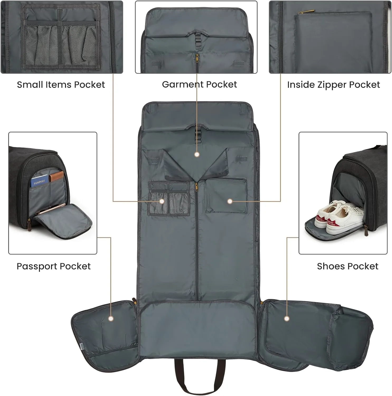S-ZONE Carry On Garment Bag for Travel Convertible Garment Duffle Bag Suit Bags for Men Women Travel 2 in 1 Hanging Suitcase Business Travel Bag with Toiletry Bag, Black, 50l