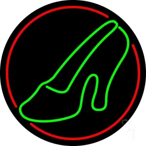 Sandal High Heel With Red Border LED Neon Sign 18 x 18 - inches, Black Square Cut Acrylic Backing, with Dimmer - Bright and Premium built indoor LED Neon Sign for store interior Décor, Storefront.