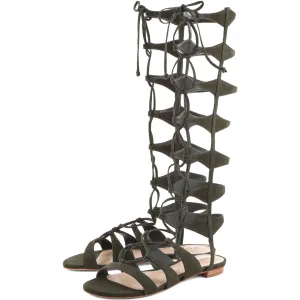 Sandals Green High Discounted shipping Millitary Flat Impeccable Shyla Schutz Tie Up Suede Gladiator Knee