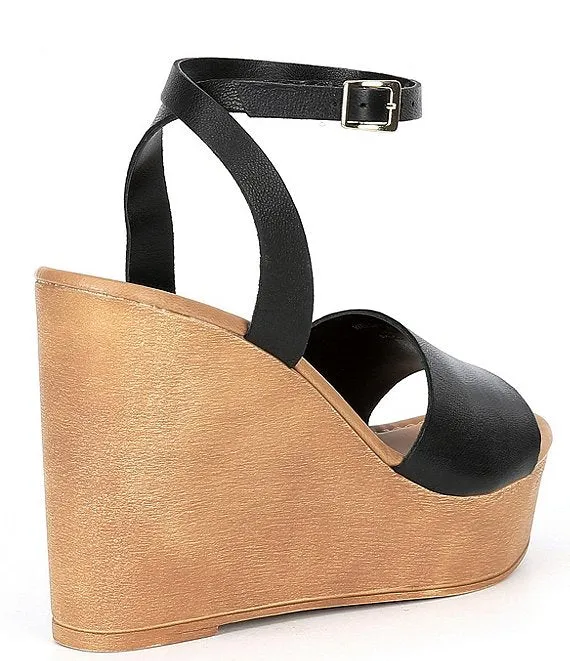 Sandals Platform Wedge Toe Welsh Strap Ankle Open Advanced technology Steve Madden Black Quick dispatch Leather