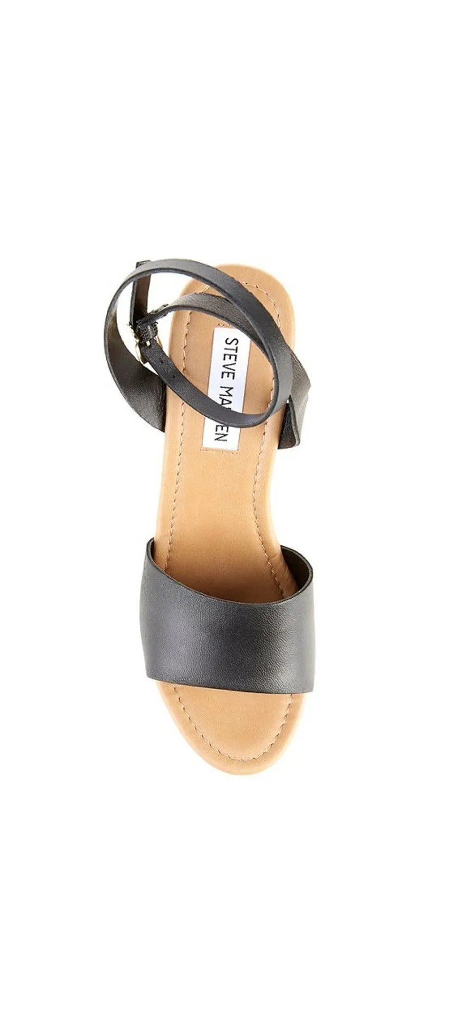 Sandals Platform Wedge Toe Welsh Strap Ankle Open Advanced technology Steve Madden Black Quick dispatch Leather
