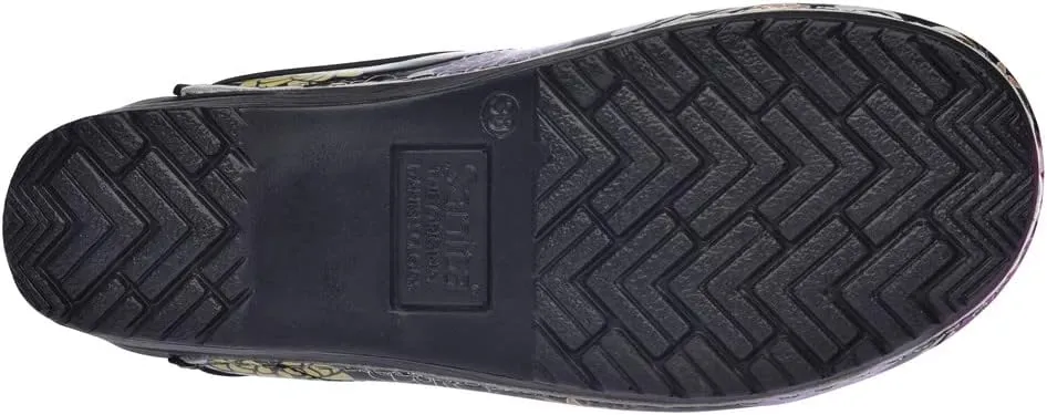 Sanita Inalo open clog, patent leather, original handmade, flexible leather clogs for women, anatomically shaped footbed with soft foam