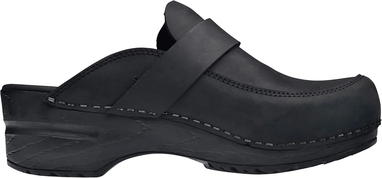 Sanita Knaus Open Clog, Original Handmade, Flexible Leather Clogs for Women, Anatomically Shaped Foot Bed with Soft Foam