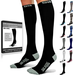 SB SOX Lite Compression Socks for Men & Women (15-20mmHg) – Best Compression Socks for Travel, Sports, and Daily Wear - XXL Sizes too!