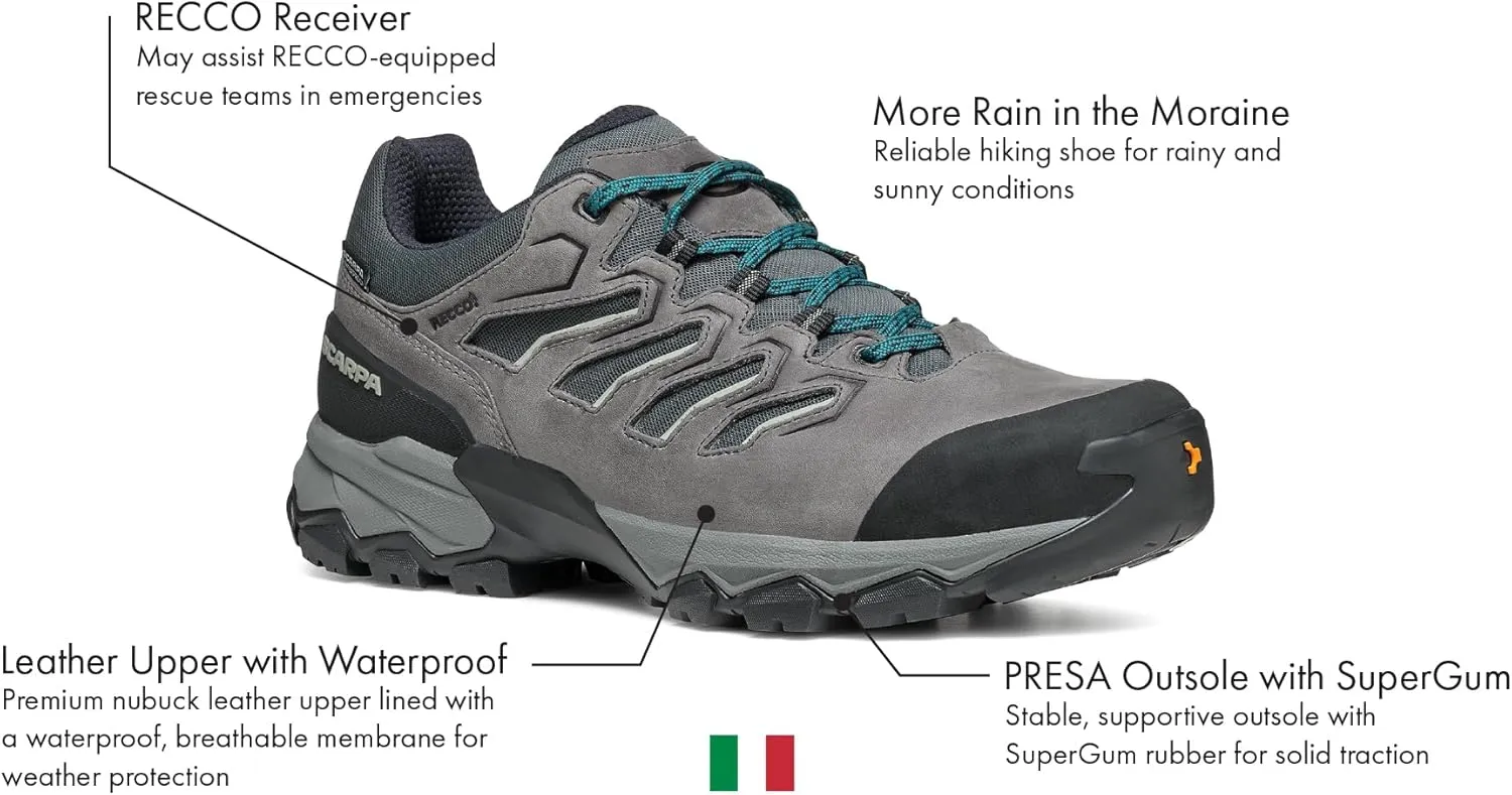 SCARPA Men's Moraine WP Waterproof Breathable Shoes for Backpacking & Hiking