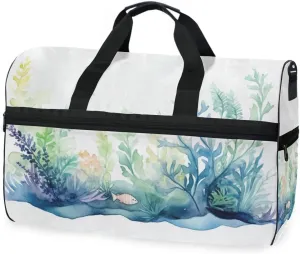Seaweed Travel Duffel Bag Luggage Sports Gym Bags With Shoes Compartment Large Capacity Lightweight Duffle Bag For Men Women