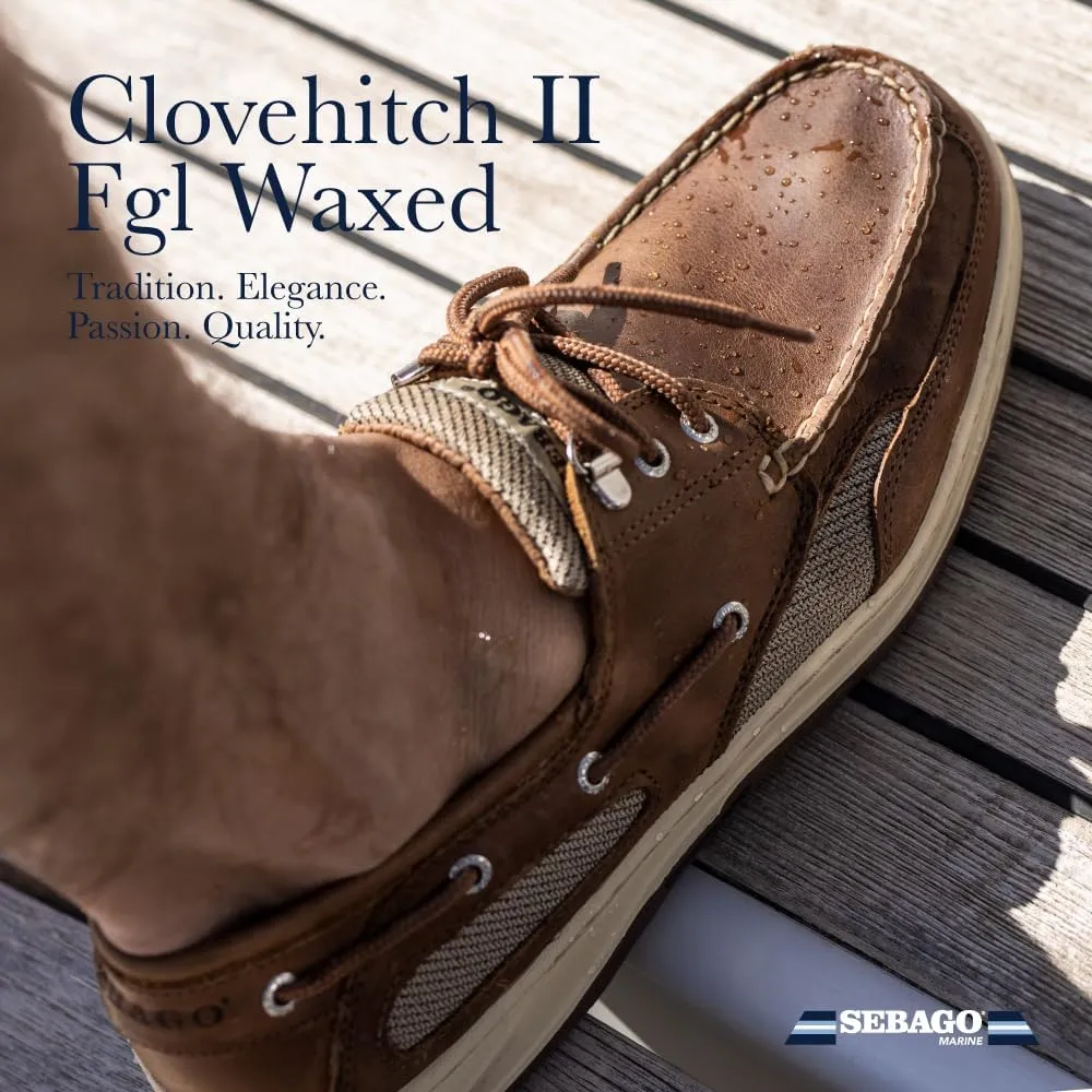 Sebago Clovehitch II FGL Waxed Boat Shoes - Leather Moccasins for Men with Breathable Mesh Panels, Anatomical EVA Midsoles, and Slip-Resistant Outsoles