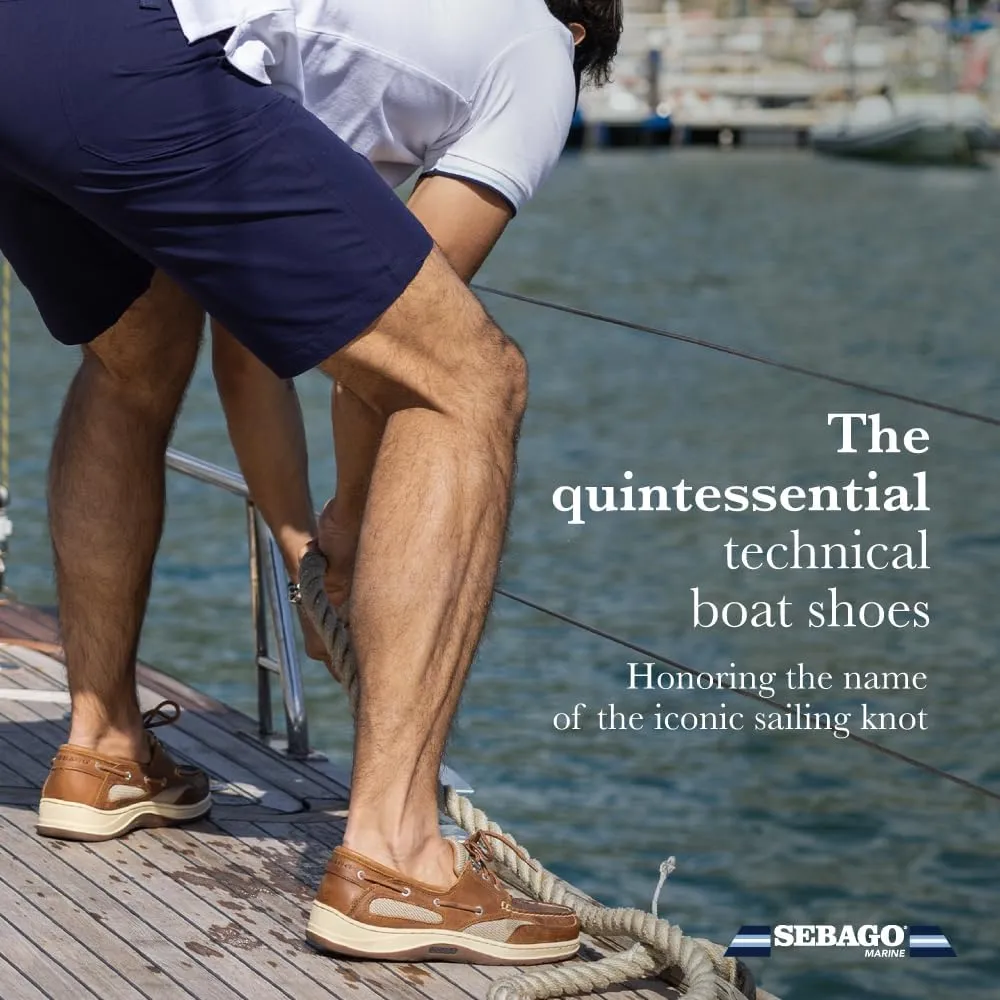 Sebago Clovehitch II FGL Waxed Boat Shoes - Leather Moccasins for Men with Breathable Mesh Panels, Anatomical EVA Midsoles, and Slip-Resistant Outsoles