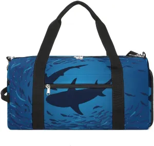 Shark Print Duffel with Shoe Compartment Lightweight Gym Bag for Women Men