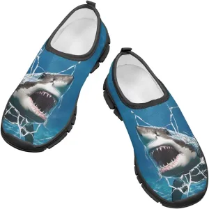 Shark Shoes for Boys Breathable Mesh Walking Sneakers Casual Flats Lightweight Slip on Tennis Shoe