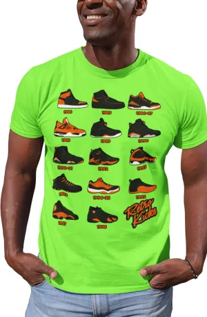 Shirt to Match Jordan Orange/Black Retro Jordan Sneakers 1 2 3 4 5 6 7 8 9 10 11 12 13, Tee to Match Jordans