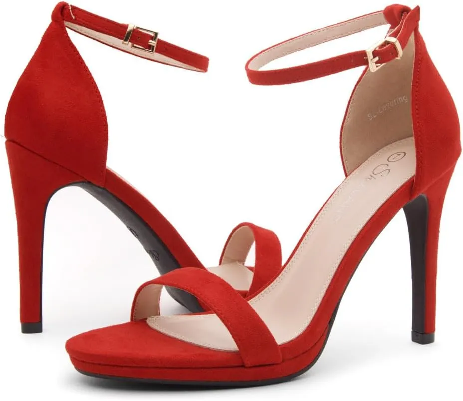 Shoe Land SL-Lovering Women's High Heels Ankle Strap Stilettos, Round Open Toe Strappy Dressy Heeled Sandals – Sexy Heels for Prom Wedding Party and Bridal