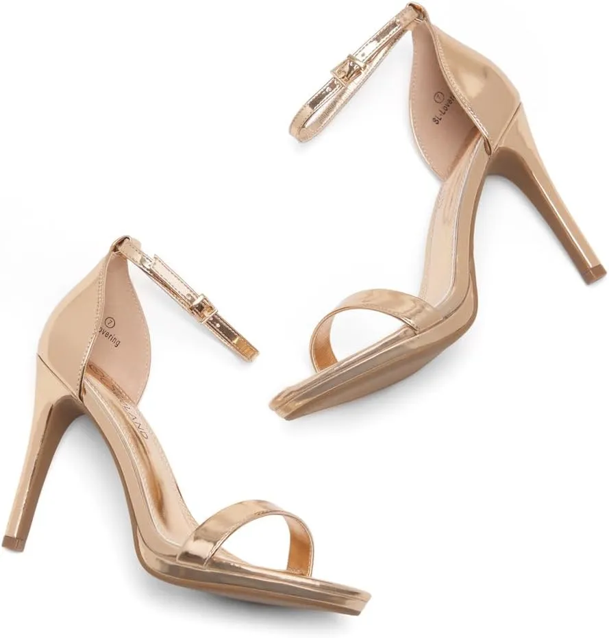 Shoe Land SL-Lovering Women's High Heels Ankle Strap Stilettos, Round Open Toe Strappy Dressy Heeled Sandals – Sexy Heels for Prom Wedding Party and Bridal