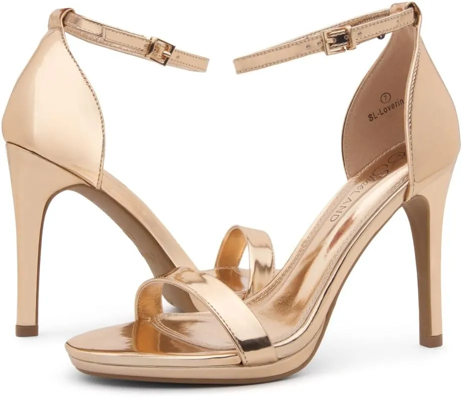 Shoe Land SL-Lovering Women's High Heels Ankle Strap Stilettos, Round Open Toe Strappy Dressy Heeled Sandals – Sexy Heels for Prom Wedding Party and Bridal