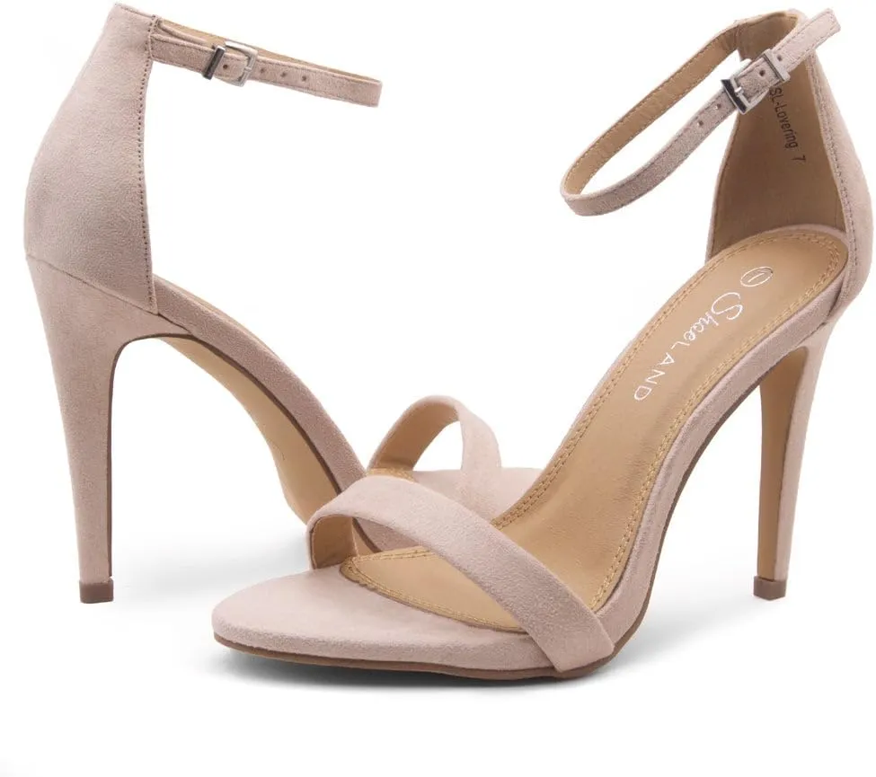 Shoe Land SL-Lovering Women's High Heels Ankle Strap Stilettos, Round Open Toe Strappy Dressy Heeled Sandals – Sexy Heels for Prom Wedding Party and Bridal
