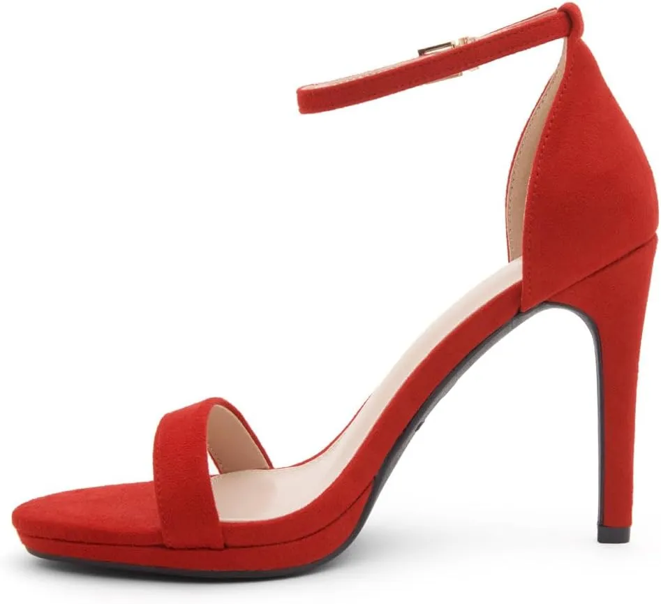 Shoe Land SL-Lovering Women's High Heels Ankle Strap Stilettos, Round Open Toe Strappy Dressy Heeled Sandals – Sexy Heels for Prom Wedding Party and Bridal